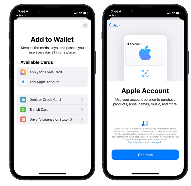 阿拉尔农场苹果手机维修分享iOS 15.5钱包App如何添加 Apple 账户 